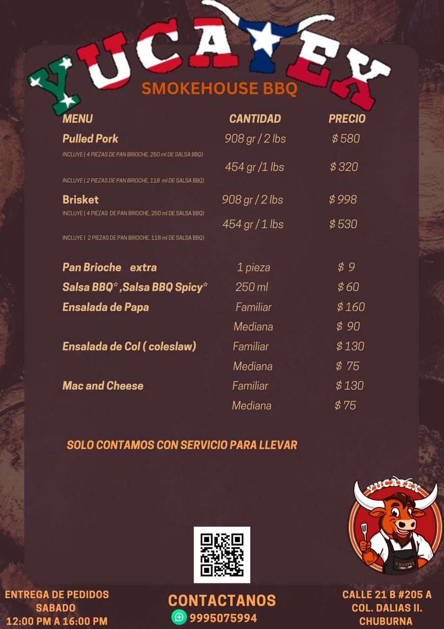 YucaTex BBQ Menu
